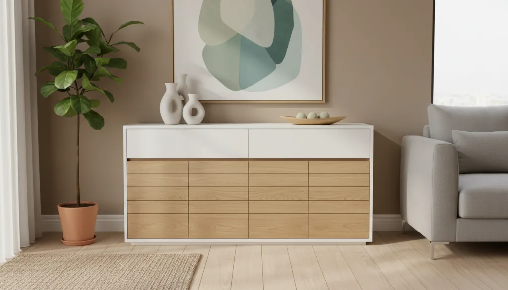 découvrez nos conseils pour relooker votre buffet en blanc et bois et adopter un style moderne élégant et chaleureux dans votre intérieur.